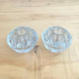 Flower Frog 2 Vtg Clear Glass P.W.F Dome Taiwan Domed Thick Candle